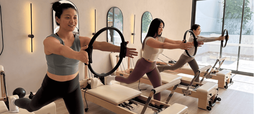 Pelvic floor exercises with Pilates reformer after childbirth at DX Physio Balgowlah & Cremorne Sydn.